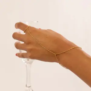 18K Gold Pvd Stainless Steel Satellite Hand Chain