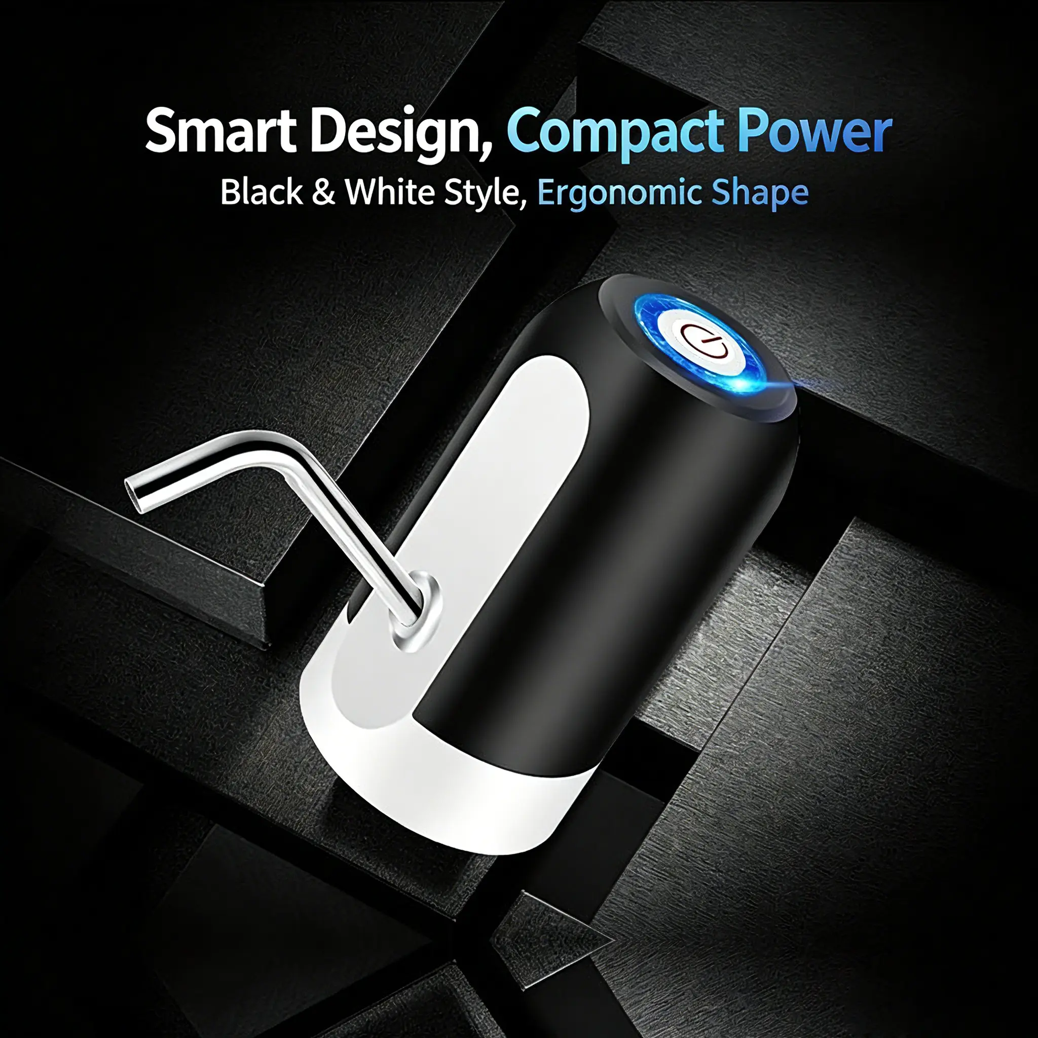 USB Rechargeable Automatic Water Dispenser Pump - Stainless Steel, Slim Body, Mini Size, 1-Touch Dispensing, Low Noise, Compatible with 4.5L-18.9L Jugs, Suitable for Kitchen, Camping Use sohochic