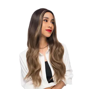 26-Inch Brown Sombre (Dark Roots) Gently Wavy Synthetic Wig | 【Heat Resistant】【Cap Included】 |  #16 @47 FSGA