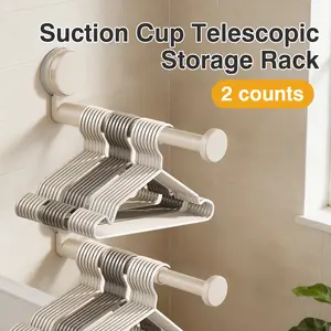 2 Counts suction cup expandable storage racks, white open-frame design for easy item access