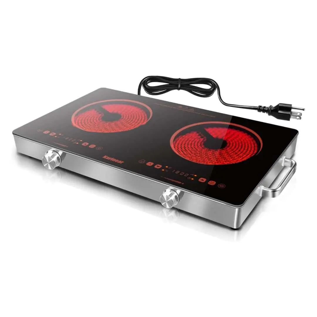 Karinear Portable Infrared Electric Cooktop 2000W, Portable Electric Stove top ,9 Power Level, Radiant Ceramic Cooktop, Sensor Touch Adjustable Electric Ceramic Stove,Timer, Safety Lock(Orange)