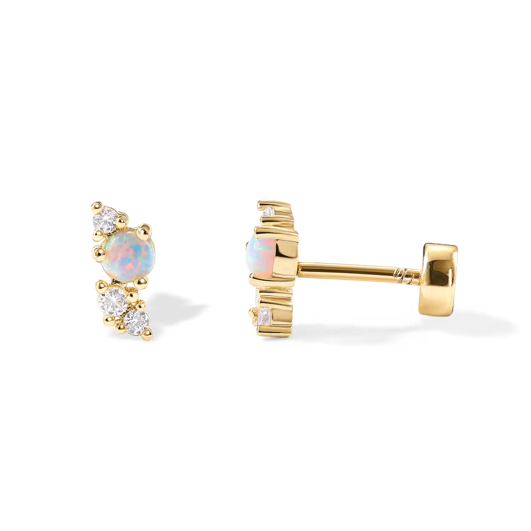 PAVOI 14K Gold Plated Sterling Silver Posts Emoji Screwback Earrings for Women - Dainty Helix Cartilage Piercing Jewelry - Palm Tree Bow Flower Star Martini Wishbone Smiley Mushroom Leaf Western Cowgirl Boots Cactus Horseshoe Moon Flatback Stud Earrings