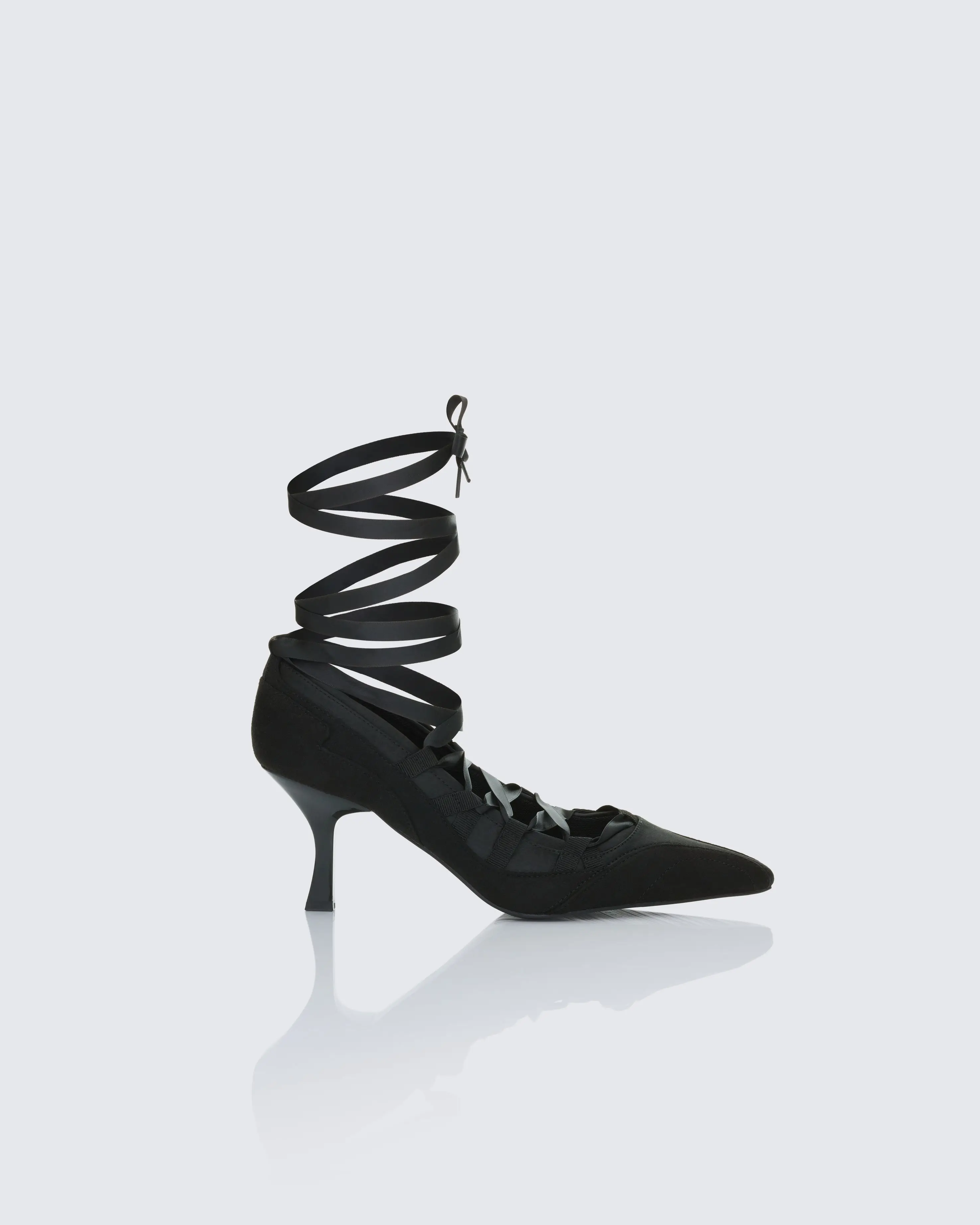 Dahlia Black Lace up Ballet Pump