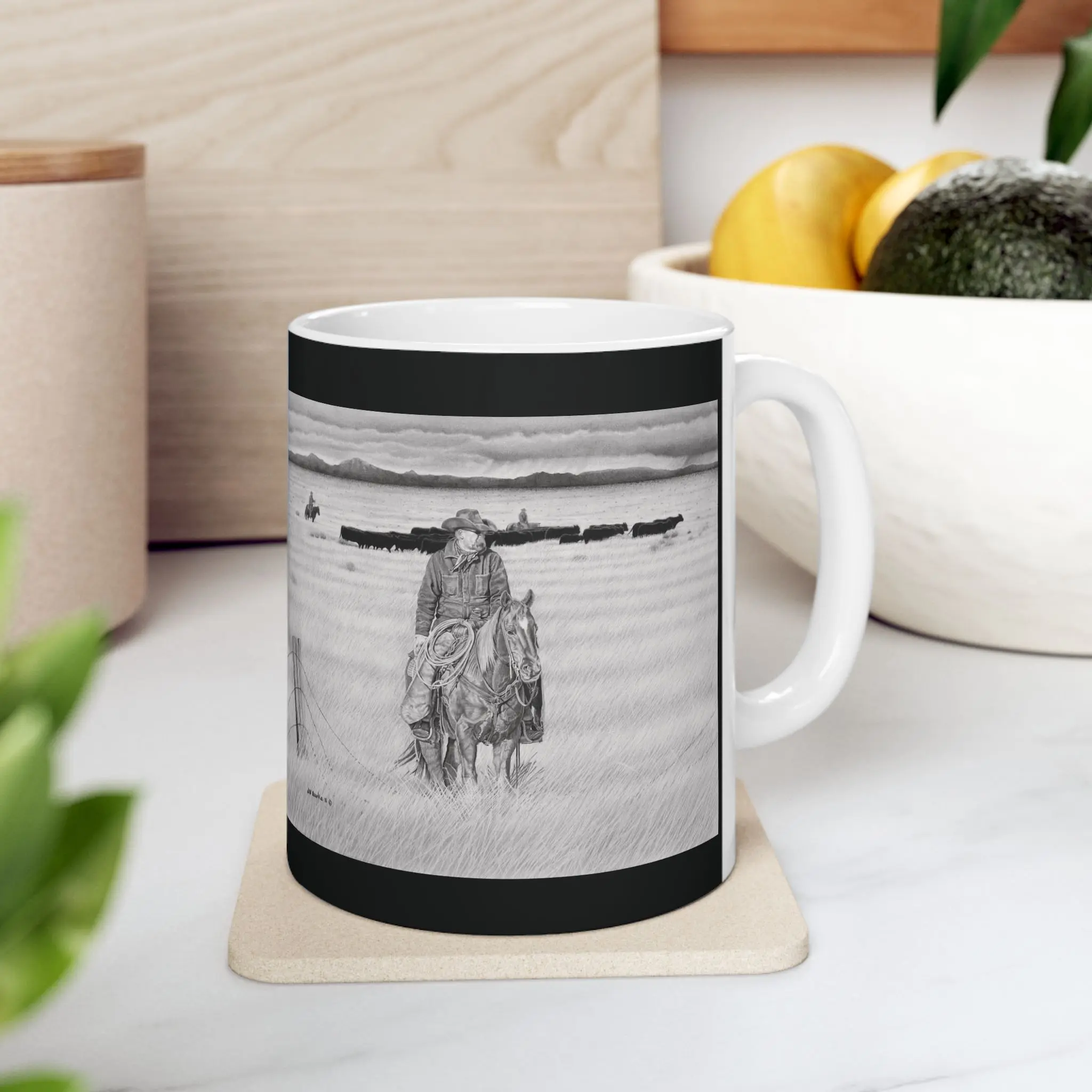 Black and White Beach Scene Mug | Ceramic Mug