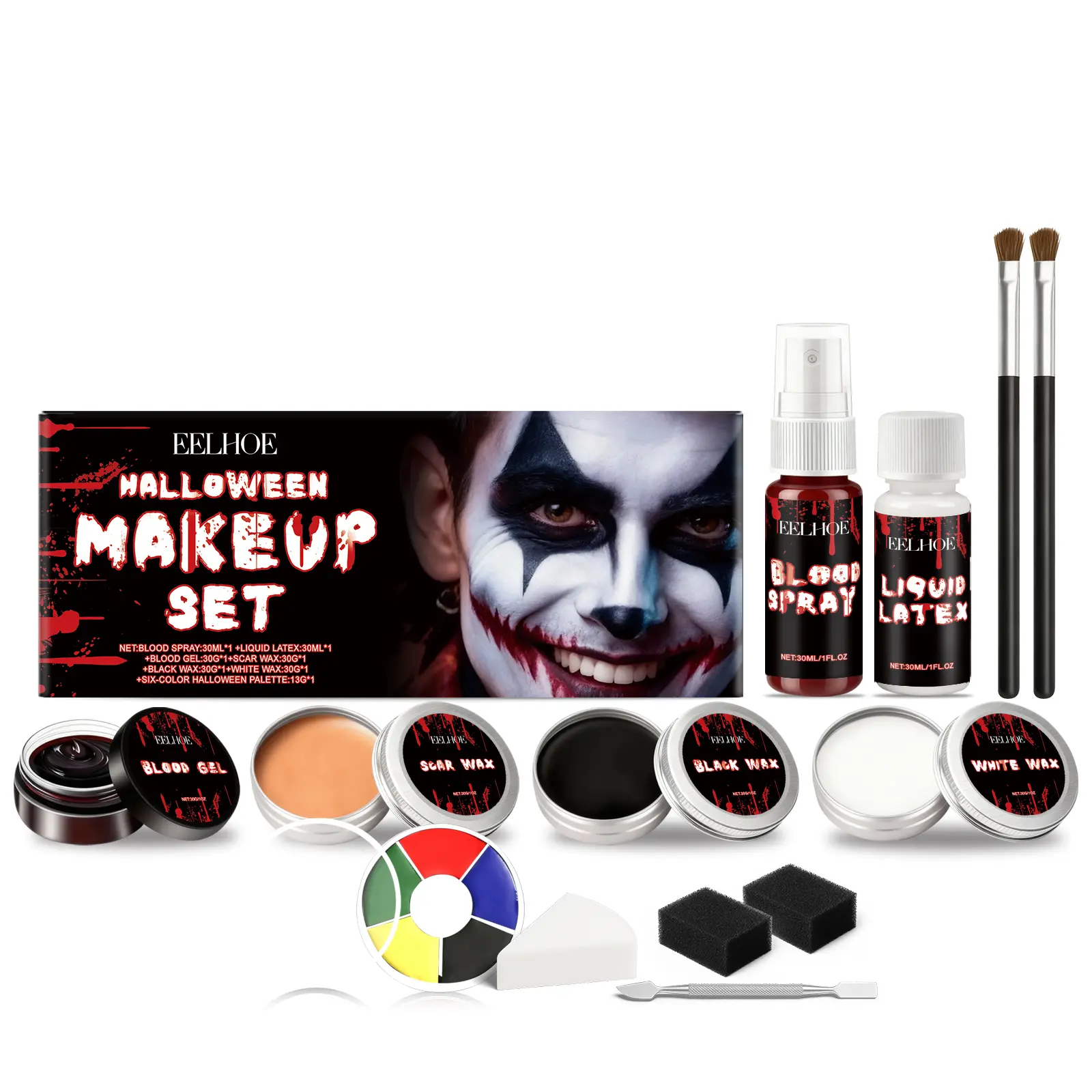EELHOE Halloween Face Paint Kit, Creative Party Cosmetic Set, Vibrant Color Payoff For Festival & Party Facial Makeup