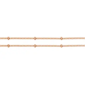 14Kt Rose Gold Filled 1mm Satellite Curb Chain W/ 2mm Bead - 20ft