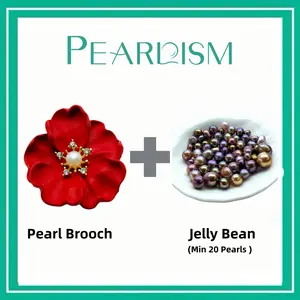 【Andrew】Red Rose Pearl Brooch + Jelly Bean Pearls (Min 20 pearls inside as gift) [Open in live ] - Freshwater Seedless Pearl Newbie-recommended-