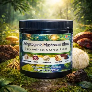 Adaptogenic Mushroom Blend - Instant Powder Drink Mix - Ashwagandha Reishi Lion's Mane Cordyceps Chaga energy health and wellness mix