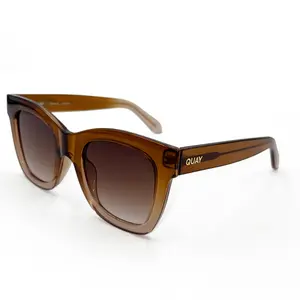 Quay AFTER HOURS Sunglasses Bold Square Oversized Style Warm Translucent Brown Frame Gradient Lenses Lightweight Design for Everyday Wear