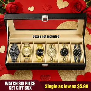 【dealsforyoudays 6-Piece】 Jumpstart sale Men's Watch Elegant Gift Box: A must-have trendy accessory for parties and gatherings, showcasing unique taste; also a high-quality business gift for boyfriends Men's Luxury Quartz Watch Set