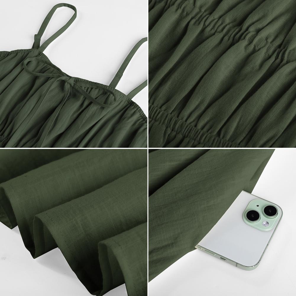 Women's Summer Dress A-Line with Spaghetti Straps Elegant Cotton Knee-Length Festive Sleeveless Smocked Ruffle Casual Dress Beach Dress SpringStatements