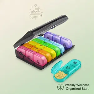 7 Day Plastic Organizer Box, 21 Compartments for Small Items, Portable Storage Case Home, Office, Travel Use Stackable Clear Acrylic Drawer transparent door USB Makeup Brush Cleaner wedding trunk seed storage vanity organizers sneaker desk toys dust proof