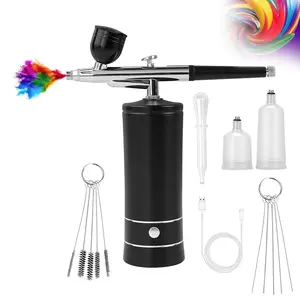 Electric Airbrush Kit With Air Compressor Nail Charms Wireless Air Brush for Barber, Nail Art, Cake Decor, Makeup, Model Painting