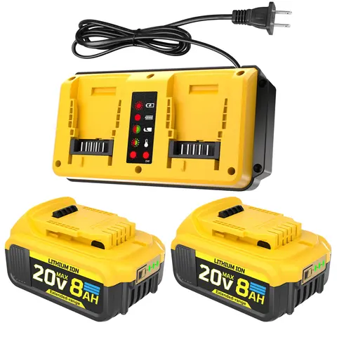 2 Packs 8000mAh High Capacity Replacement for Dewalt 20V Battery Compatible with Dewalt 20 Volt Lithium Battery Max DCB200, 201, 203, 204, 206, 207, 181, 180 Series Tools