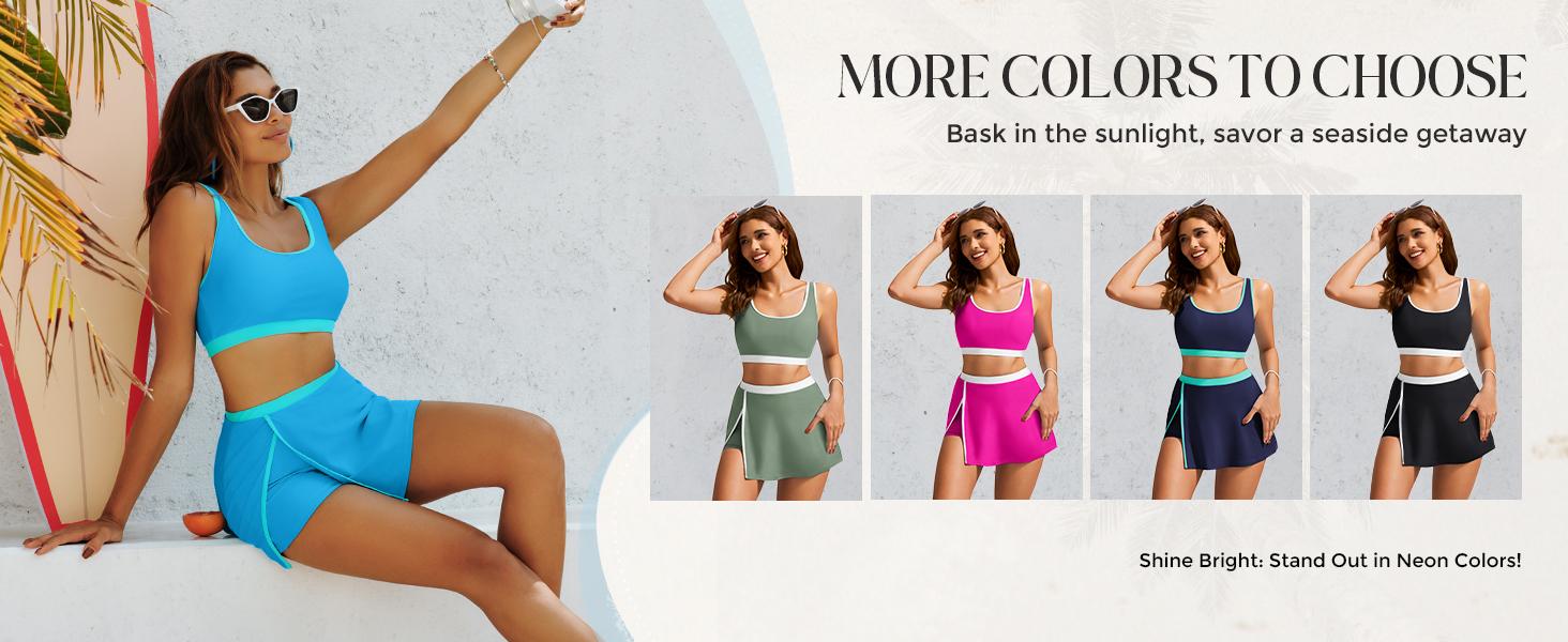 【S-2XL】Hanna Nikole Bikini Sets for Women Color Block Swimsuits with Side Slit Swim Skirt SpringStatements 【S-2XL】Hanna Nikole Bikini Sets for Women Color Block Swimsuits with Side Slit Swim Skirt SpringStatements
