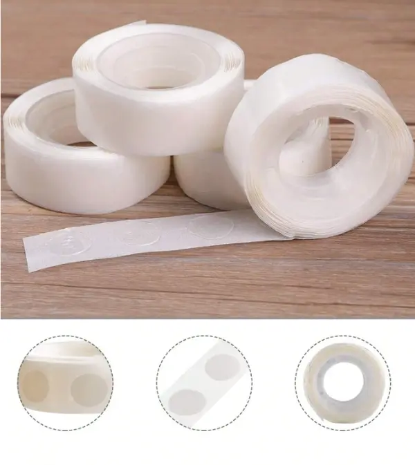 Double-Sided Transparent Dot Glue for Balloons, Wall-Safe Non-Marking Adhesive, Easy-to-Use Transparent DIY Balloon Decor Tool for Birthday/Wedding Parties, Won’t Damage Walls
