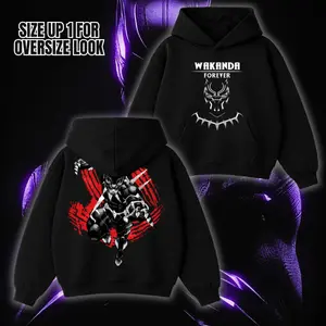 Wakanda Forever Black TChalla Panther MCU Movie Hoodie Retro Movie TV shirt Comic Superheroes Hoodie Oversized Black Movie Sweater Streetwear Graphic Hoodie Movie Shirt S-5XL Y2K Bootleg Style Tee Pop Culture Tee