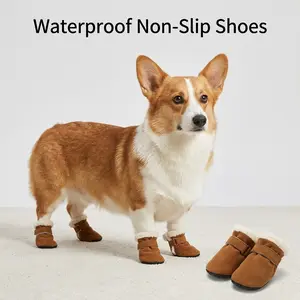 Waterproof Dog shoes 4-Piece Set for Small Dogs for Winter Snowy Day, Water-Resistant in Rainy Weather, Outdoor Walking, Indoor Hardfloors Skid-Resistant Sole Costume Clothing, Pet Boots