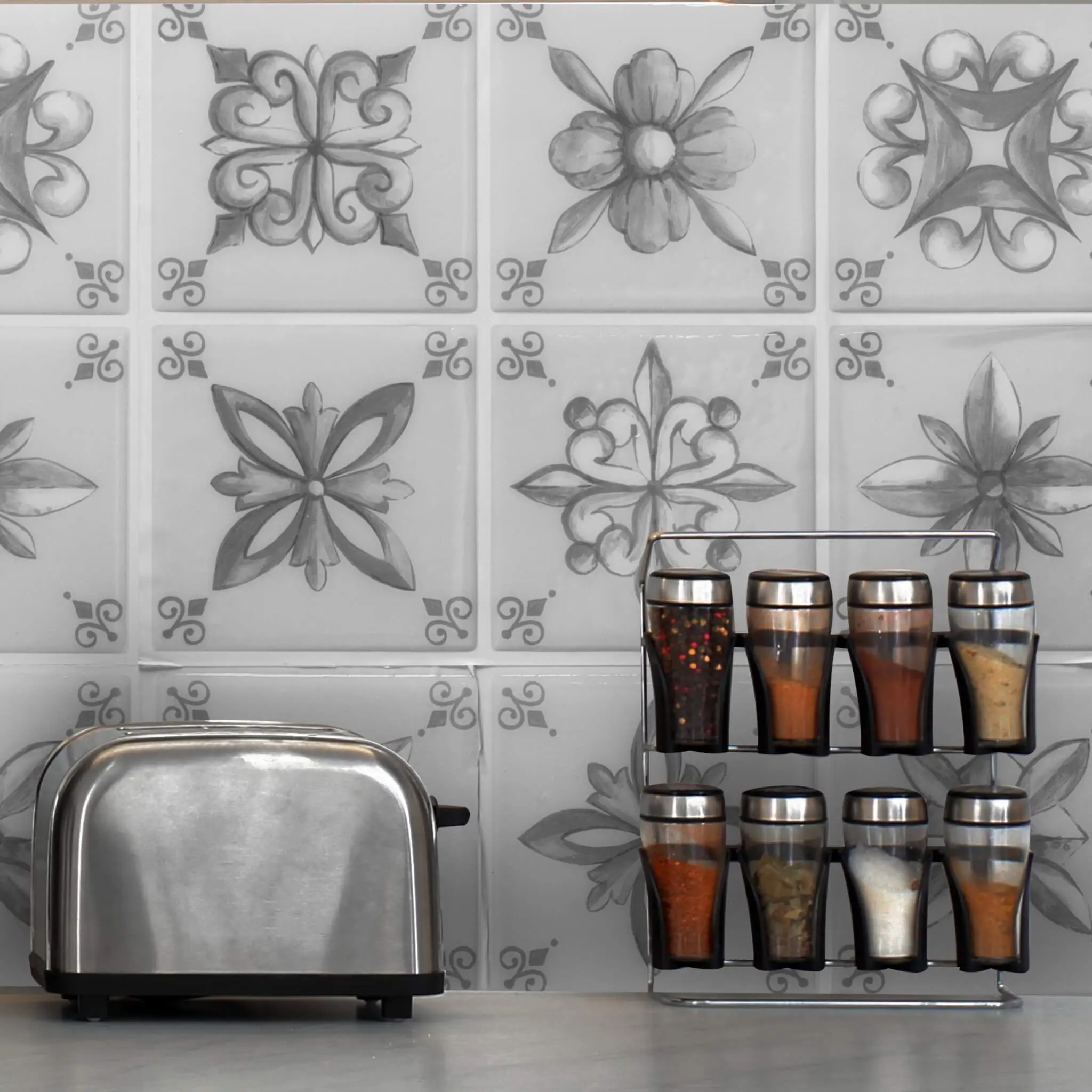 Painted Decorative Peel and Stick Backsplash Tile - 4 Pack