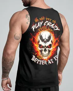 DO NOT TRY TO PLAY CRAZY WITH ME MADLY SKULL - Tattoo Street Wear Casual Cotton Shirt, Unisex, Minimalist Style, Trending for Men & Women