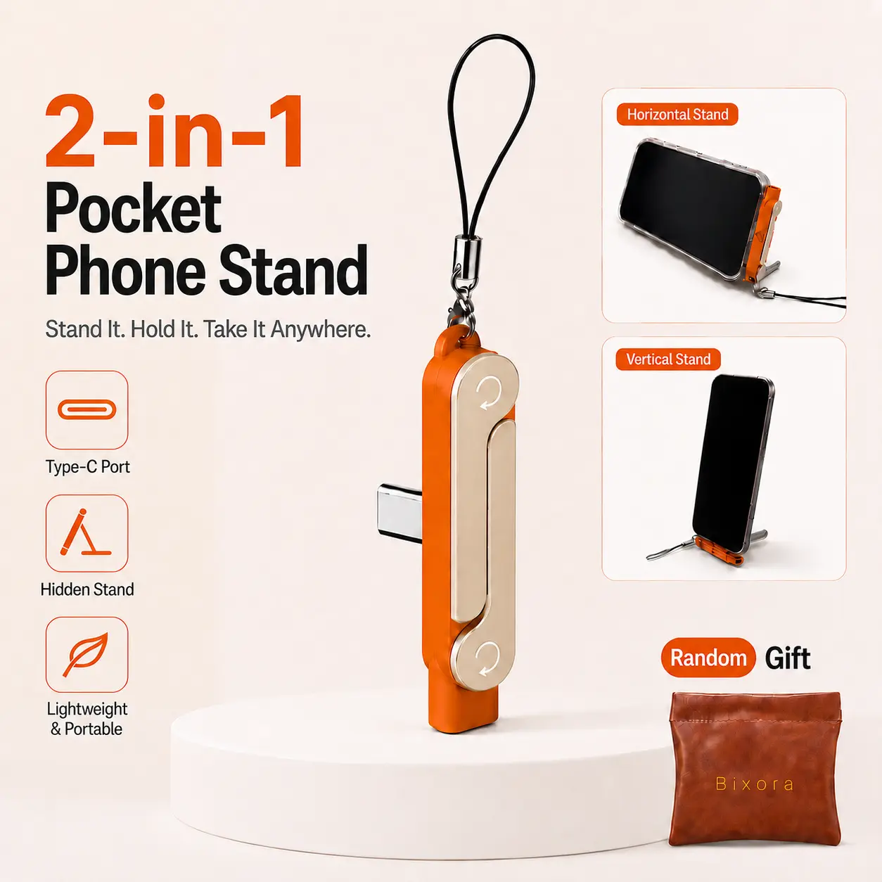 240W PD Fast Charging Type-C Electronic Adapter - Built-in Foldable Phone Stand, Zinc Alloy Shell, Handheld Lanyard-Equipped Portable USB-C Converter, Travel Pocket Gadget for Men,back to school,back to school haul