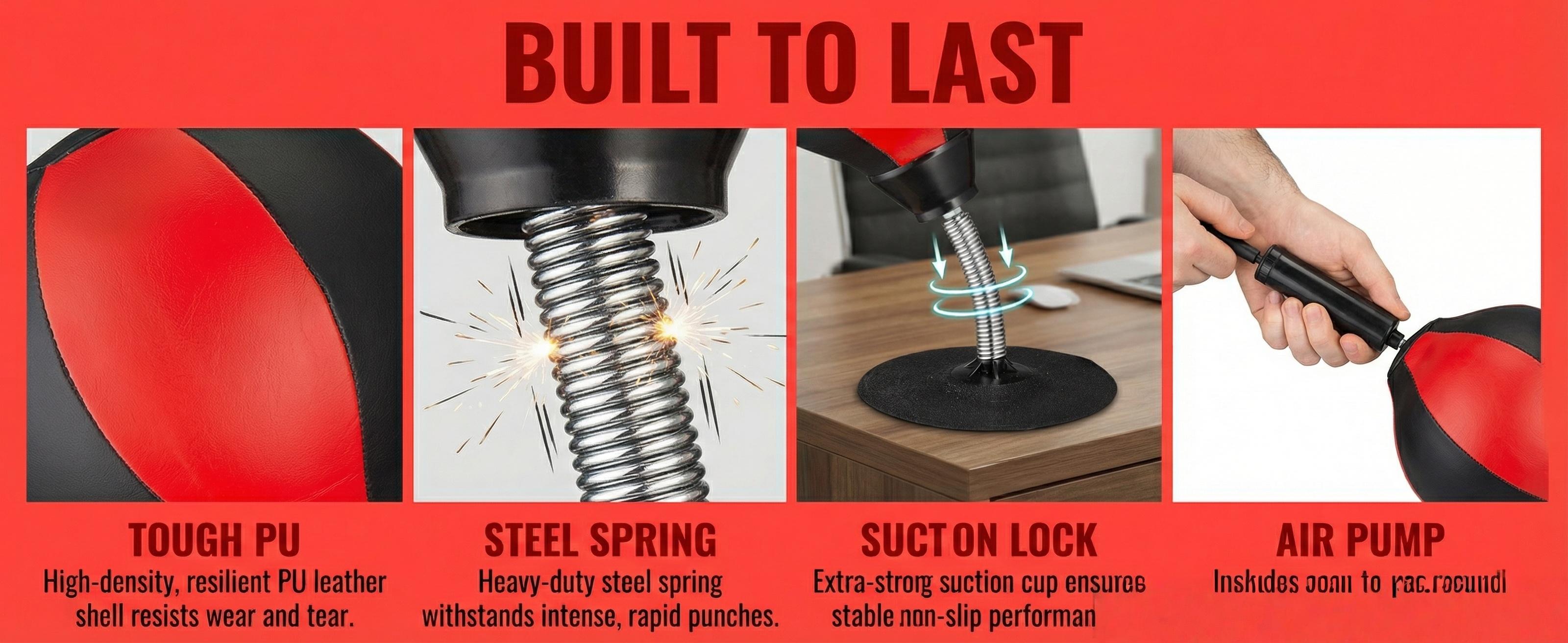 Stress Buster Desktop Punching Bag - Suctions to Your Desk, White Elephant Gifts for Coworker Men and Women, Heavy Duty Stress Relief Ball, Gag Gifts Funny Desk