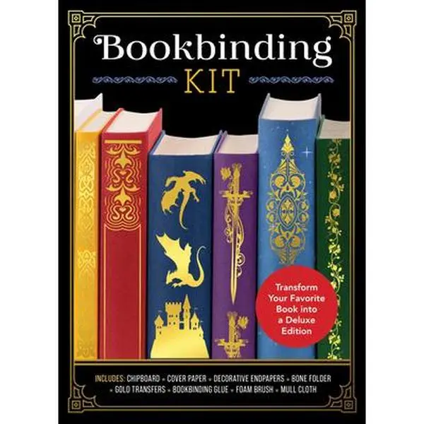 Bookbinding Kit: Transform Your Favorite Book Into a Deluxe Edition - Includes: Chipboard, Cover Paper, Decorative Endpapers, Bone Folder, Gold Transf -- Amanda Carestio, General Merchandise, Book Lovers, Foam Brush