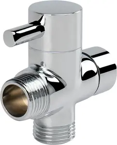 Solid Brass G1/2" Shower Arm All Metal Universal 3-Way Diverter Valve for Handheld and Fixed Head, Replacement Component Adapter (Chrome Finish)