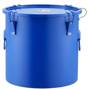 【FathersDayGift】VEVOR Fryer Grease Bucket,  10 Gal Oil Disposal Caddy Carbon Steel Fryer Oil Bucket with Rust-Proof Coating, Oil Transport Container with Lid, Lock Clips, Filter Bag for Hot Cooking Oil Filtering, Blue Kitchen Utensils