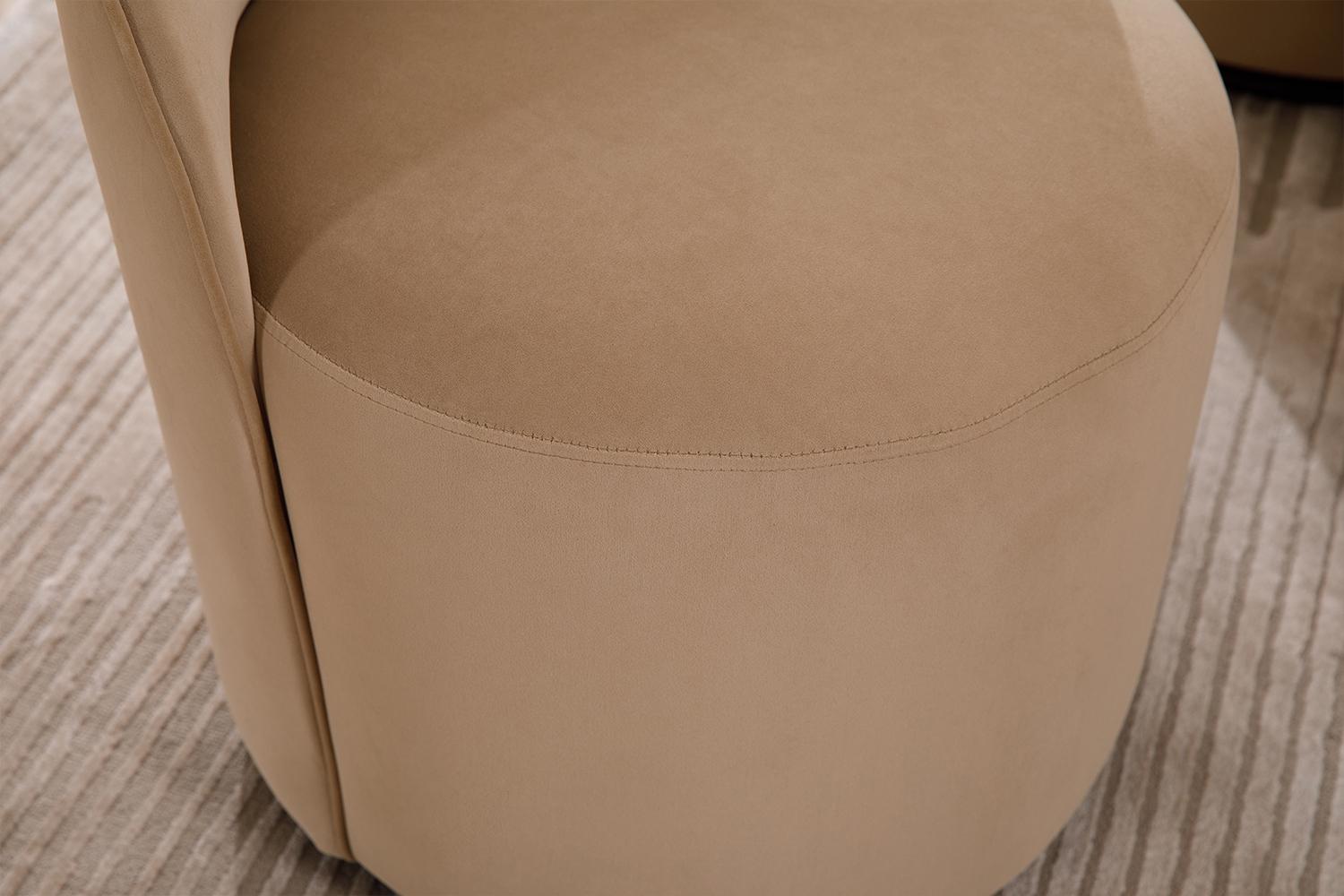 Dayalane Modern Swivel Dining Chair For Dining Room With Rotation Base Velvet Khaki