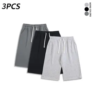 3Pack   Men’s Gray Knit Casual Sports Three-Quarter Jogger Shorts — Loose Fit for Summer (Available in 3-Pack and Single Pack) pant