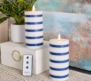Home Reflections_S/2 6" Flameless Striped Pillar Candles
