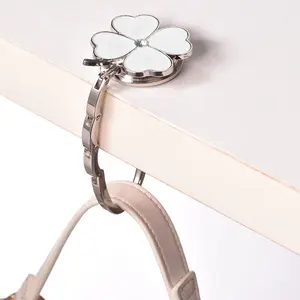 Portable Clover Purse Hook - Keep Bags Off Dirty Floors - Foldable Table Hanger & Handbag Holder