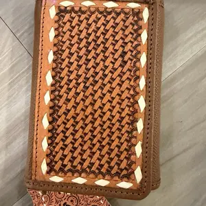 Wallet tooled in brown