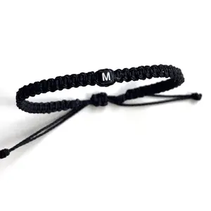 Unisex Bracelet Anklet - Initial Braided Macrame Bracelet with Waterproof Cord and Adjustable Closure