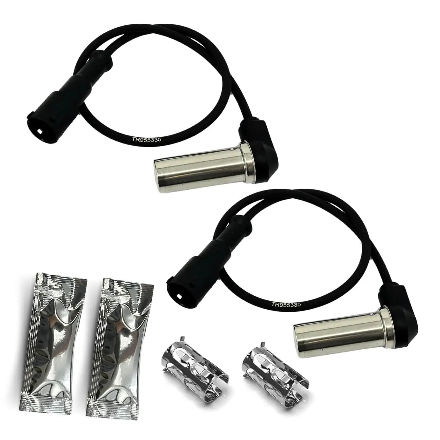 TORQUE 2-Pack Heavy Duty Automotive Replacement Truck ABS Sensor Kit, 1.3ft 90° Angle Routing, Replaces Meritor 955335 (TR955335) with Spring+Grease Set, Vehicle
