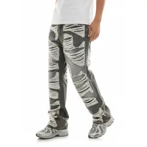 Iron Ash Distressed "Spider-Web" Heavy Shredded Baggy Jeans