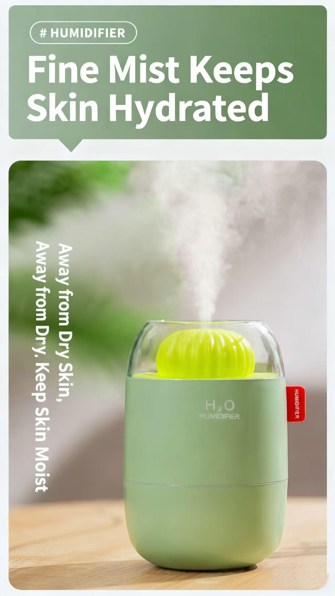 Cactus Mini Humidifier - Cute USB Personal Humidifier for Dry Skin & Better Sleep, Quiet Cool Mist, Auto Shut-Off, Night Light | Perfect for Bedside, Office Desk, Baby Nursery, Travel