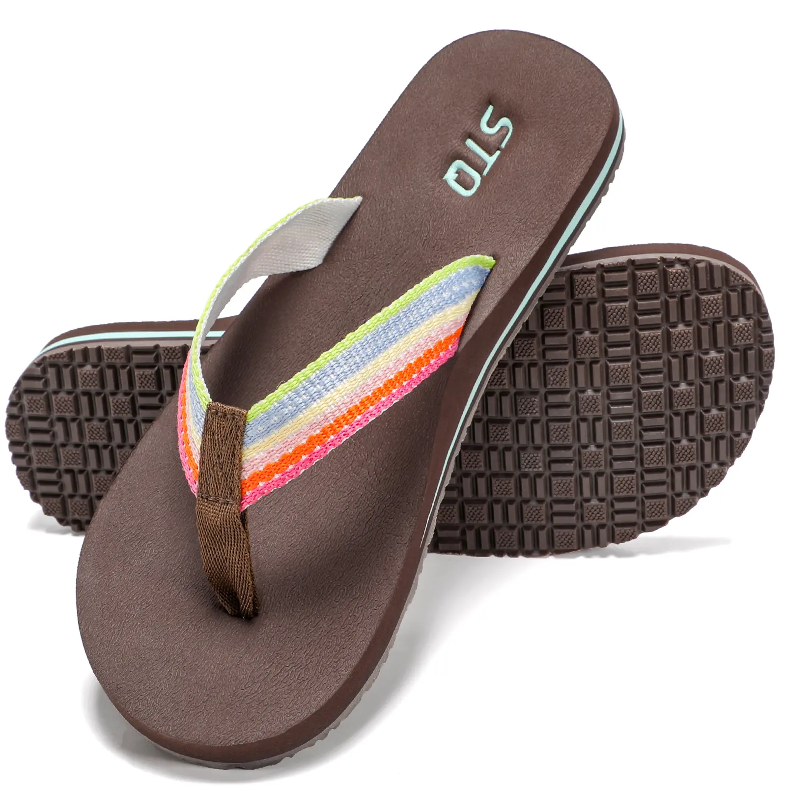 STQ Women's Toed Thong Flip Flop Footwear | Yoga Mat Sole, Quick Dry Casual Wear Shoe for Beach, Vacation, Flipflop, Tpr Patch