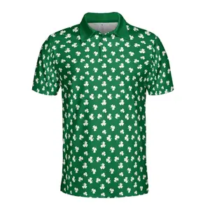 Shamrock Lucky Charm St. Patrick's Day Polo Shirt Golf Short Sleeve All-Over Print Lightweight