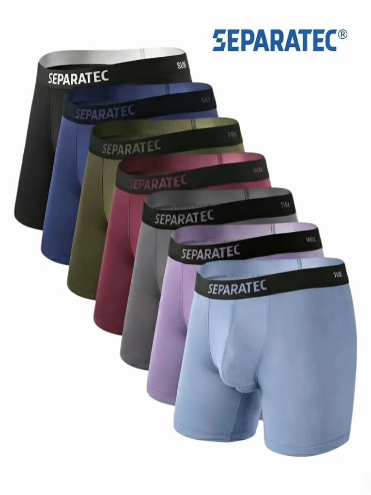 Separatec Men's Soft Bamboo Rayon Fabric Dual Pouch Athletic Boxer Briefs - Assorted Colored, 1-Piece Cut, Breathable, Sweat-Wicking, Stretch, Fitted, Elastic, Supportive, All Seasons, Casual Wear, 3/4/6/7 Pack, Great Gift Choice, S