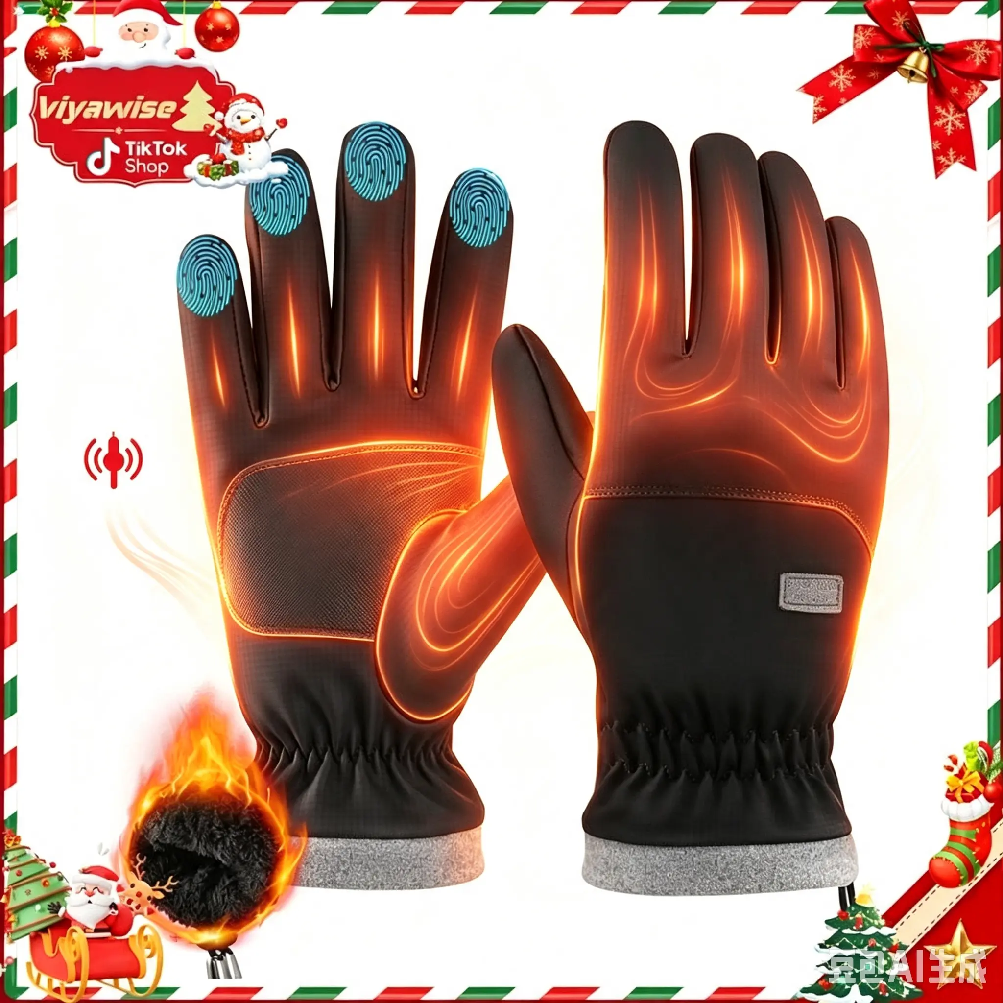 Men Rechargeable Heated Gloves, Touch‑Screen Compatible Adjustable Temperature Thermal Winter Gloves, Windproof Warm Hand Gloves for Ice Fishing Skiing Cycling Hunting Cold Outdoor Activities