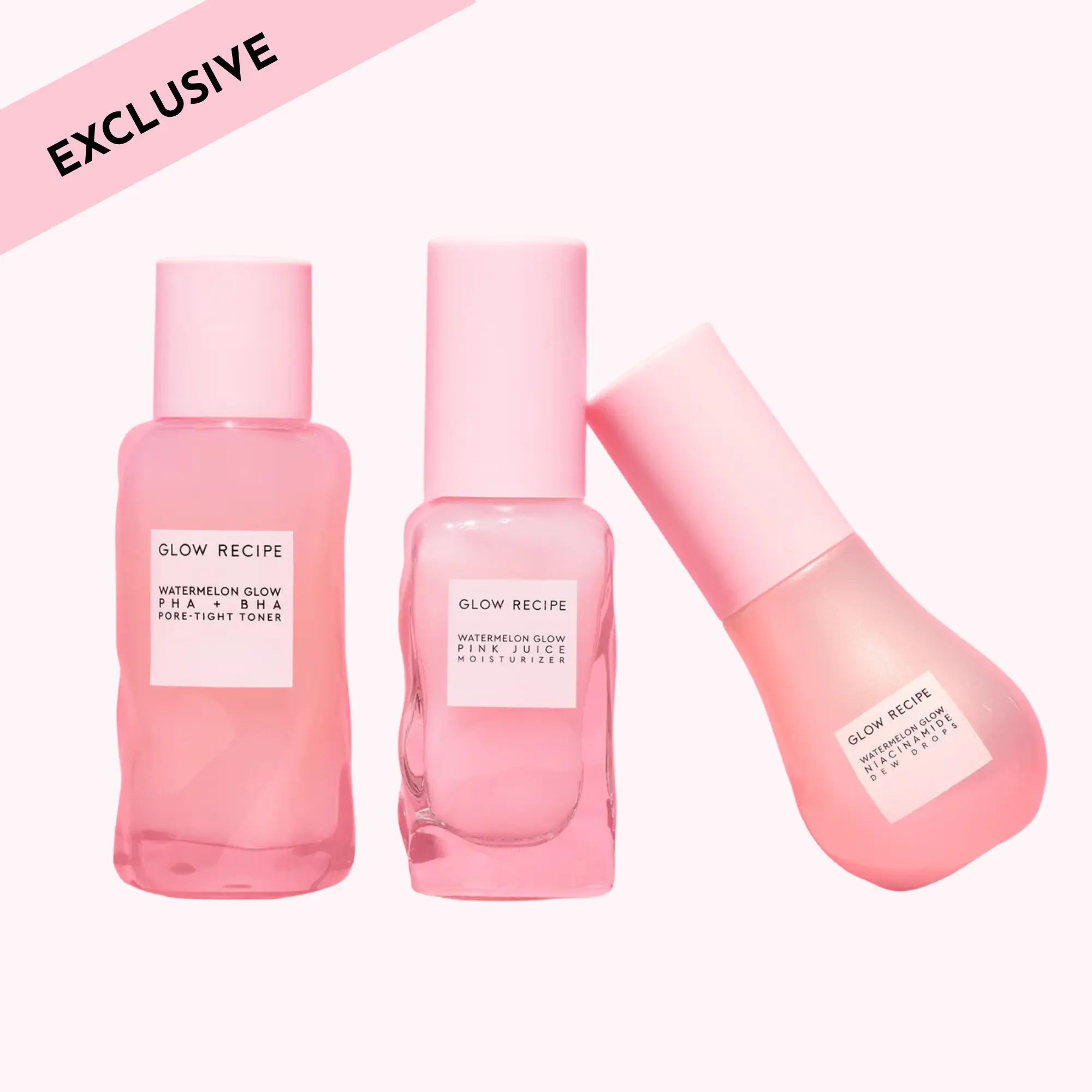 Glow Recipe Real Glass Skin Skincare Kit - 3-Piece Watermelon Beauty Set with Exfoliating Toner, Niacinamide Serum & Moisturizer for a Hydrating Glow, Exfoliate, Moisturizing, Beauty Products, Glow Up