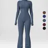 Nvwaurban Women's Covered Bust Long Sleeve Flared Zipper Wide Leg Stretch Sports Jumpsuit - Shane Gillis Gym Outfit, Athletic Activewear, Yoga/Pilates Bodysuit for Easy Movement,outdoorfun
