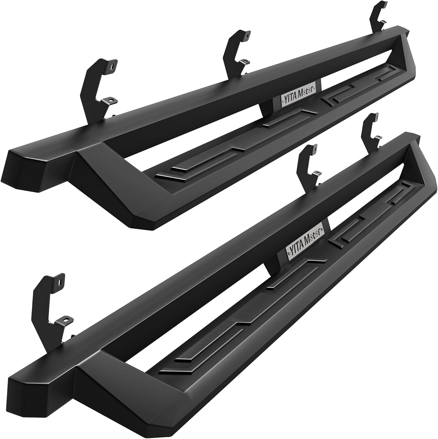 YITAMOTOR Running Boards Compatible with 2019-2025 Chevy Silverado/GMC Sierra 1500, 2020-2025 Silverado/Sierra 2500HD 3500HD Double/Extended Cab, Black Powder Coated Side Steps, Off-Road Drop Nerf Bar