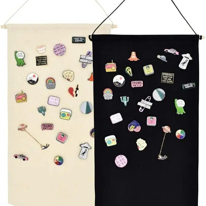 Classic Hangable Wooden Wall Storage Case - Home Supplies Room Decoration, Space-Saving Organizer for Enamel Pins, Brooches, Earrings, Necklaces, Ornaments