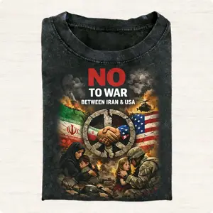 No War Between Iran & USA T-Shirt, Peace Sign Anti-War Protest Tee, Stop War Graphic Shirt, Short Sleeve Unisex Tee A304 Athletic