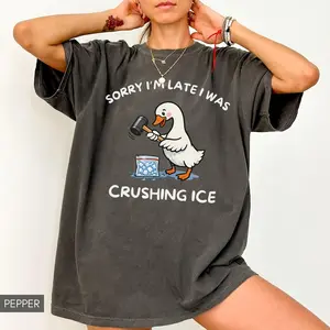 Comfort Colors® Funny Silly Goose Sorry I'm Late I Was Crushing ICE T-shirt, Anti Tr^mp Ice Shirt, Abolish ICE Tee, Human Rights Activist, Activism Apparel, Protest Tr^mp