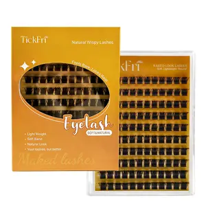 TickFri Lashes  Kit Soft Fluffy Long-Lasting Lashes  for Beginners Easy At-Home Application DIY Lash Clusters manhwa Self-Adhesive Natural Look Thin Band individual Waterproof Manga ONLY LASH Fairy (No Bond Seal Remover)