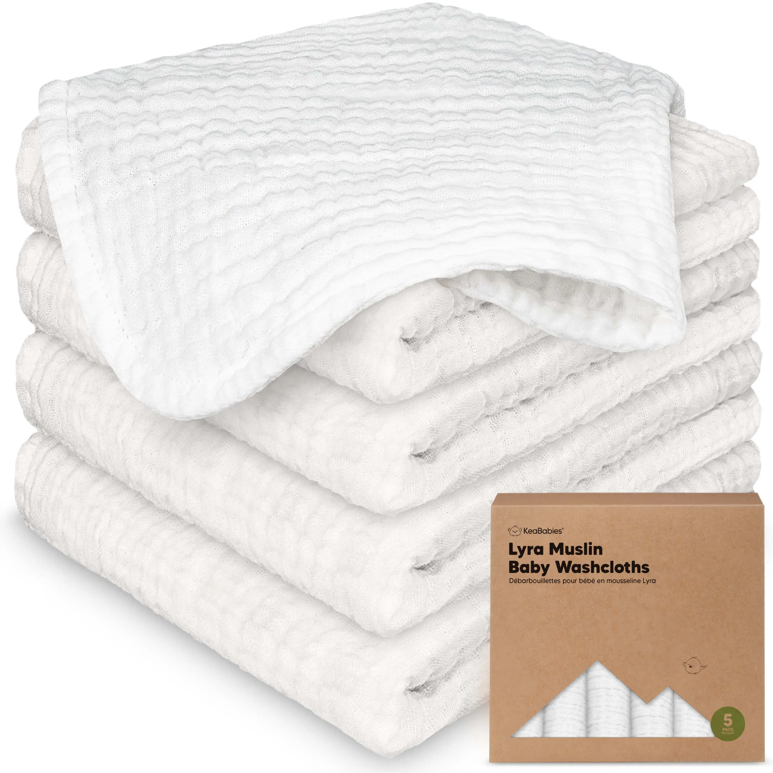 10-Pack Muslin Baby Washcloths for Newborn – 12x12" Soft Absorbent Organic Cotton Muslin Wash Cloths for Babies Girl, Boy, Infant, Toddlers, Kids Face Towel,Bath Essentials,Baby Burp Rags